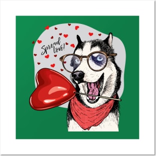 dog valentine spread love Posters and Art